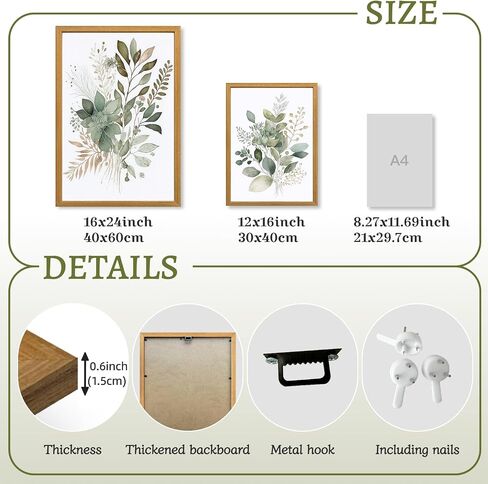 LLEEMPI Sage Green Wall Art مجموعة من 3، ديكور حائط نباتي بألوان مائية حديثة، لوحة قماشية على شكل أوراق الأوكالبتوس، طباعة ملصق كلاسيكي بسيط من الأزهار لغرفة النوم والحمام والمكتب ومؤطرة بالخشب مقاس 12 × 16 بوصة in Saudi Arabia