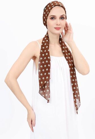 Halemet المرأة أنيقة الفرنسية وشاح السيدات البولكا نقطة وشاح للرقبة الشيفون الحجاب الأشعة فوق البنفسجية حماية اكسسوارات للسفر الشاطئ in Kuwait