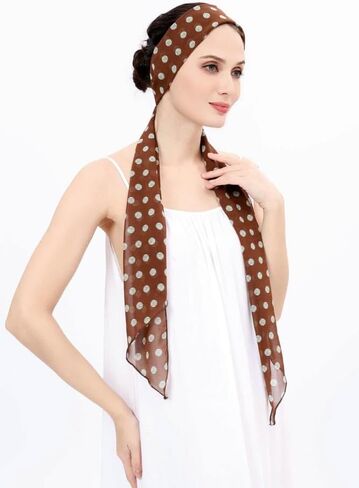 Halemet المرأة أنيقة الفرنسية وشاح السيدات البولكا نقطة وشاح للرقبة الشيفون الحجاب الأشعة فوق البنفسجية حماية اكسسوارات للسفر الشاطئ in Kuwait