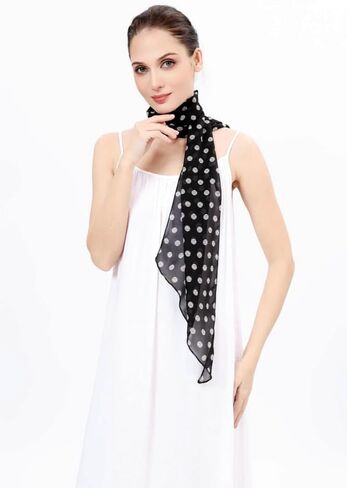 Halemet المرأة أنيقة الفرنسية وشاح السيدات البولكا نقطة وشاح للرقبة الشيفون الحجاب الأشعة فوق البنفسجية حماية اكسسوارات للسفر الشاطئ in Kuwait