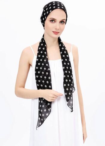 Halemet المرأة أنيقة الفرنسية وشاح السيدات البولكا نقطة وشاح للرقبة الشيفون الحجاب الأشعة فوق البنفسجية حماية اكسسوارات للسفر الشاطئ in Kuwait