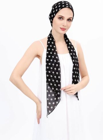 Halemet المرأة أنيقة الفرنسية وشاح السيدات البولكا نقطة وشاح للرقبة الشيفون الحجاب الأشعة فوق البنفسجية حماية اكسسوارات للسفر الشاطئ in Kuwait