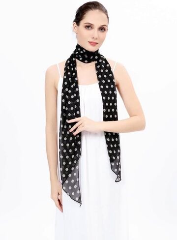 Halemet المرأة أنيقة الفرنسية وشاح السيدات البولكا نقطة وشاح للرقبة الشيفون الحجاب الأشعة فوق البنفسجية حماية اكسسوارات للسفر الشاطئ in Kuwait