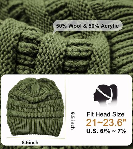 Cable Knit Slouchy Beanie for Women, Wool Winter Warm Womens Beanies, Trendy Oversized Slouch Hat Skull Ski Cap Hats in Saudi Arabia