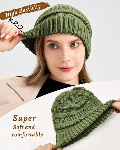 Cable Knit Slouchy Beanie for Women, Wool Winter Warm Womens Beanies, Trendy Oversized Slouch Hat Skull Ski Cap Hats in Saudi Arabia