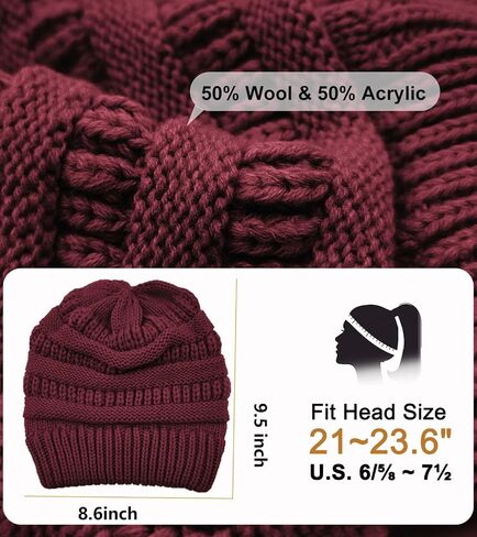Cable Knit Slouchy Beanie for Women, Wool Winter Warm Womens Beanies, Trendy Oversized Slouch Hat Skull Ski Cap Hats in Saudi Arabia
