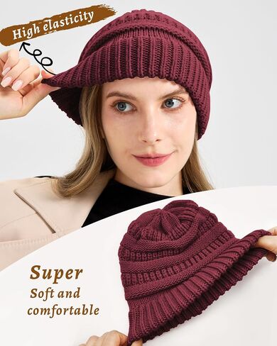 Cable Knit Slouchy Beanie for Women, Wool Winter Warm Womens Beanies, Trendy Oversized Slouch Hat Skull Ski Cap Hats in Saudi Arabia
