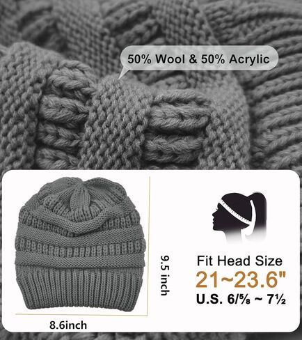 Cable Knit Slouchy Beanie for Women, Wool Winter Warm Womens Beanies, Trendy Oversized Slouch Hat Skull Ski Cap Hats in Kuwait