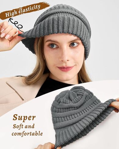 Cable Knit Slouchy Beanie for Women, Wool Winter Warm Womens Beanies, Trendy Oversized Slouch Hat Skull Ski Cap Hats in Kuwait