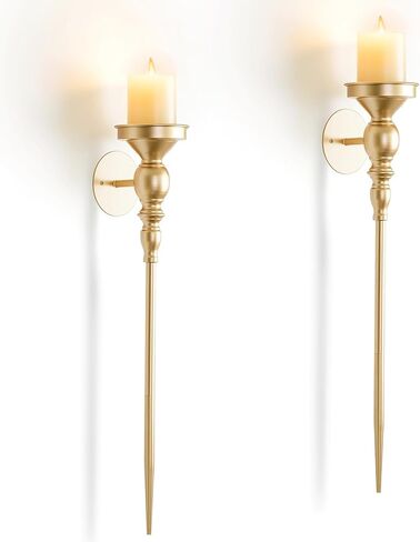 Candle Sconces Wall Decor Set of 2: Walasis Large Black Wall Candle Holders for Pillar - Gothic Metal Wall-Mounted Candle Sconce for Living Room Bathroom Bedroom in Kuwait