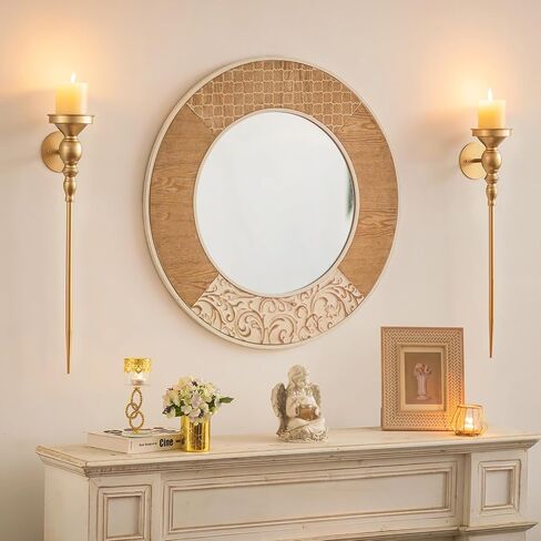 Candle Sconces Wall Decor Set of 2: Walasis Large Black Wall Candle Holders for Pillar - Gothic Metal Wall-Mounted Candle Sconce for Living Room Bathroom Bedroom in Kuwait