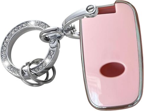 غطاء مفتاح ذكي عن بعد بدون مفتاح من Hyundai Key Fob مع سلسلة مفاتيح مناسبة لسيارة Hyundai Sonata Elantra Genesis Sedan Veloster Kia Optima (وردي-فضي) in Kuwait
