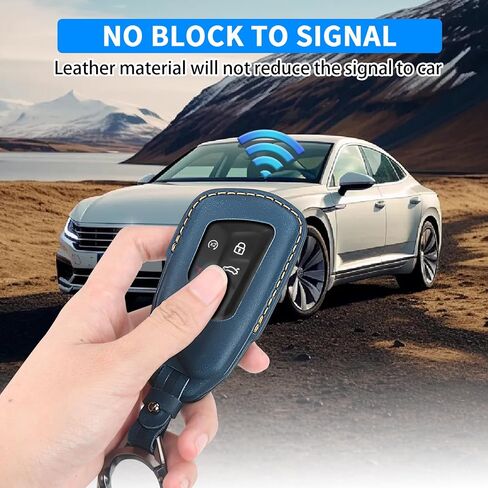 QBUC لغطاء مفتاح السيارة من الجلد الفاخر لفولكس واجن، لسيارة VW MK8 أطلس جولف GTI ID3 ID4 GTI سكودا (أسود) in Kuwait