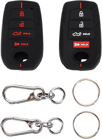 Silicone Rubber Key Fob Cover Case Compatible with Toyota 2025 Camry and 2025 2024 2023 Corolla Crown, 4-Button (Black+White/Black+red) in Saudi Arabia