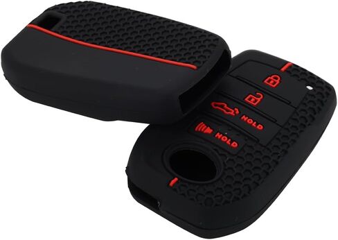 Silicone Rubber Key Fob Cover Case Compatible with Toyota 2025 Camry and 2025 2024 2023 Corolla Crown, 4-Button (Black+White/Black+red) in Saudi Arabia