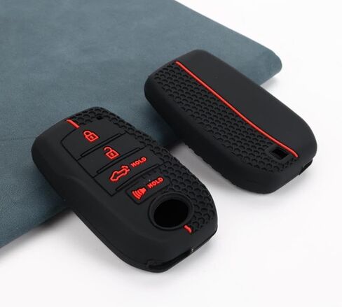 Silicone Rubber Key Fob Cover Case Compatible with Toyota 2025 Camry and 2025 2024 2023 Corolla Crown, 4-Button (Black+White/Black+red) in Saudi Arabia
