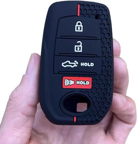 Silicone Rubber Key Fob Cover Case Compatible with Toyota 2025 Camry and 2025 2024 2023 Corolla Crown, 4-Button (Black+White/Black+red) in Saudi Arabia