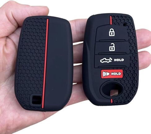 Silicone Rubber Key Fob Cover Case Compatible with Toyota 2025 Camry and 2025 2024 2023 Corolla Crown, 4-Button (Black+White/Black+red) in Saudi Arabia