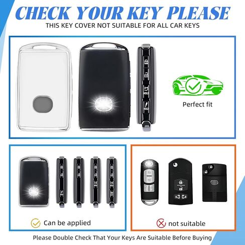 لغطاء مفتاح Mazda Key Fob مع سلسلة مفاتيح، جراب ناعم من مادة TPU للحماية الكاملة لمفتاح Mazda 2019-2025 3، 6، 3 Hatchback، CX-5 CX-9 CX-30 CX-50 CX-70 مفتاح التحكم عن بعد الذكي in Kuwait