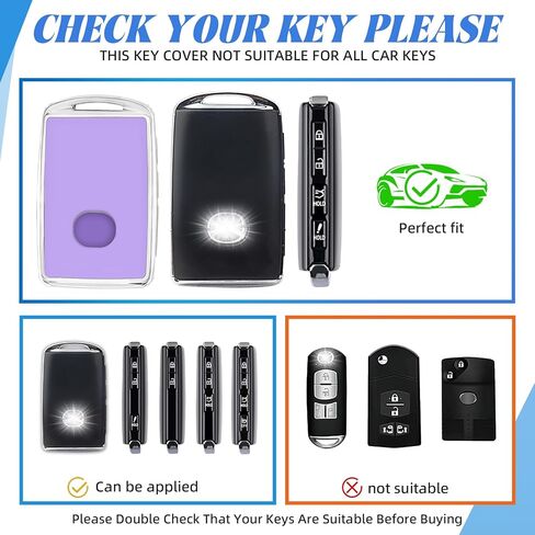 لغطاء مفتاح Mazda Key Fob مع سلسلة مفاتيح، جراب ناعم من مادة TPU للحماية الكاملة لمفتاح Mazda 2019-2025 3، 6، 3 Hatchback، CX-5 CX-9 CX-30 CX-50 CX-70 مفتاح التحكم عن بعد الذكي in Kuwait
