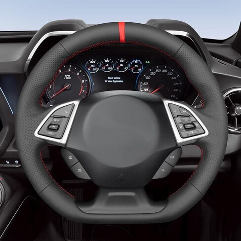 MEWANT for Camaro Steering Wheel Cover 2016-2024 Hand-Stitched for Chevy Camaro Car Steering Wheel Wrap in Saudi Arabia