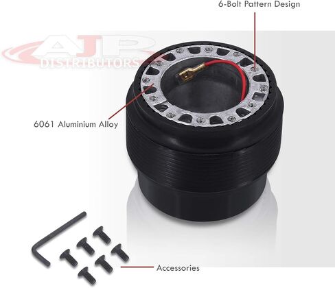 AJP Distributors Upgrade JDM 6 Hole Bolt Pattern Steering Wheel Adapter Hub Removable Release Connector Unit Boss Kit Black Compatible/Replacement For Civic Accord Prelude Odyssey S2000 S2K RSX TL CL in Saudi Arabia