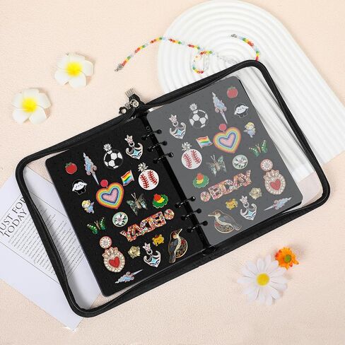 Enamel Pin Display Book with 8 Pages Portable Pin Trading Book Pin Collection Book for Collecting Brooches Pins and Patches (Black With Clear Protective Film) in Saudi Arabia