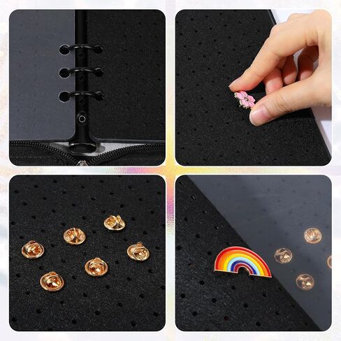 Enamel Pin Display Book with 8 Pages Portable Pin Trading Book Pin Collection Book for Collecting Brooches Pins and Patches (Black With Clear Protective Film) in Saudi Arabia