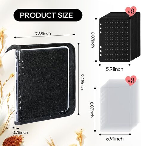 Enamel Pin Display Book with 8 Pages Portable Pin Trading Book Pin Collection Book for Collecting Brooches Pins and Patches (Black With Clear Protective Film) in Saudi Arabia
