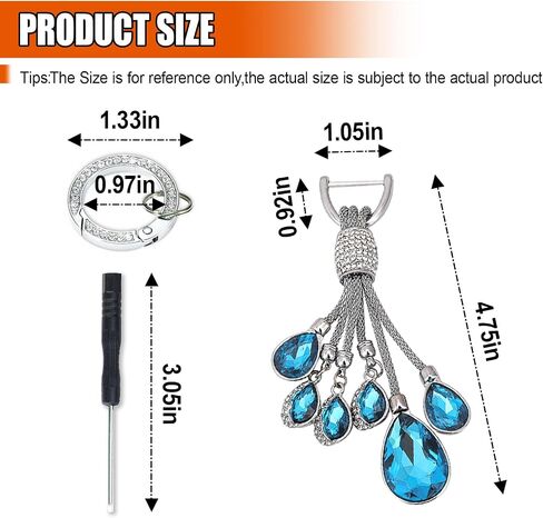 Bling Rhinestone Car Keychain, Fashion Auto Key Fob with Screwdriver, Vehicle Key Decoration Accessories for Woman (Red) in Kuwait