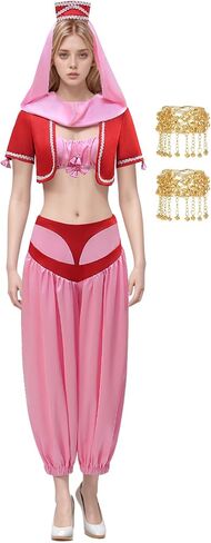 I Dream of Jeannie Costume for Women Red/Green Genie Jeannie Costume Set with Magic Bottle Halloween Outfit in Saudi Arabia