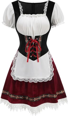 Populus Oktoberfest ملابس النساء فستان Dirndl الألماني التقليدي المخملي البافاري لمهرجان أكتوبر in Kuwait
