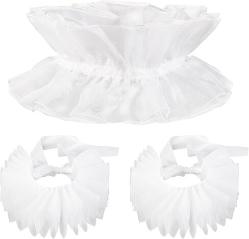 Mepase 3 Pcs Renaissance Clown Neck Ruffle Collar Elizabeth Wrist Cuffs Victorian Costume Halloween Cosplay Accessories in Saudi Arabia