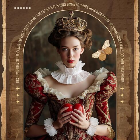 Mepase 3 Pcs Renaissance Clown Neck Ruffle Collar Elizabeth Wrist Cuffs Victorian Costume Halloween Cosplay Accessories in Saudi Arabia