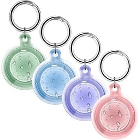 حامل بطاقات هوائية مقاوم للماء IPX8، 4 عبوات من بطاقات هوائية أبل مع سلسلة مفاتيح، حافظة بطاقات هوائية للأمتعة، طوق الكلب، المفاتيح، حامل بطاقات هوائية واقية لكامل الجسم مضاد للخدش (4 ألوان) in Kuwait