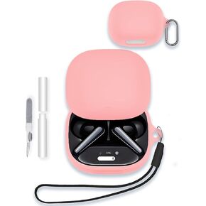 حافظة لجهاز Soundcore Liberty 4 Pro من Anker، سماعات أذن لاسلكية بخاصية إلغاء الضوضاء، غطاء حماية من السيليكون الناعم المحمول المقاوم للخدش والصدمات من WUNIAK مع مجموعة أدوات تنظيف وحلقة تسلق وحبل قصير، أسود in Kuwait