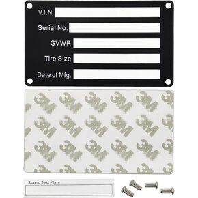 Trailer VIN ID Plate Data TAG Blank Model Identification VIN Serial Number, Model, Date of MFG and GVWR, Tailgating id Plate for Cargo Carriers Trucks Boats (1 PC., V.I.N. & Date, 3.74x2.16) in Kuwait