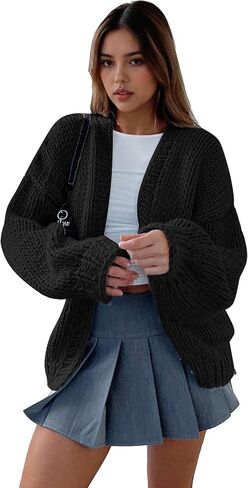 Women's Oversized Open Front Chunky Cardigans Sweaters Long Sleeve Knitted Jackets Tops in Kuwait