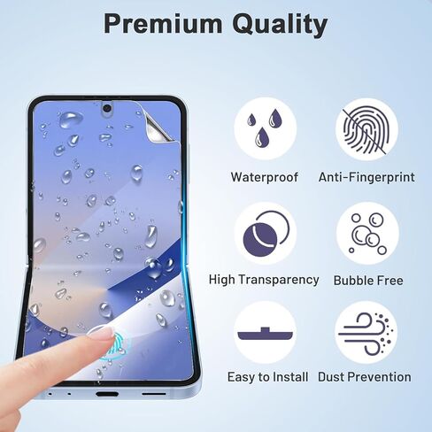 [3 + 3 + 2 حزمة] واقي شاشة Samsung Galaxy Z flip 6 5G، 3 عبوات واقي شاشة داخلي من مادة TPU + 3 عبوات من الزجاج المقسى الخارجي + 2 واقي عدسة الكاميرا، سهل التركيب باستخدام أداة المحاذاة in Kuwait
