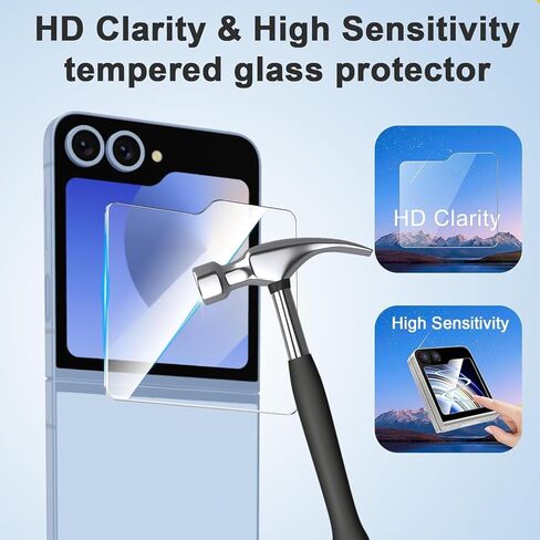 [3 + 3 + 2 حزمة] واقي شاشة Samsung Galaxy Z flip 6 5G، 3 عبوات واقي شاشة داخلي من مادة TPU + 3 عبوات من الزجاج المقسى الخارجي + 2 واقي عدسة الكاميرا، سهل التركيب باستخدام أداة المحاذاة in Kuwait