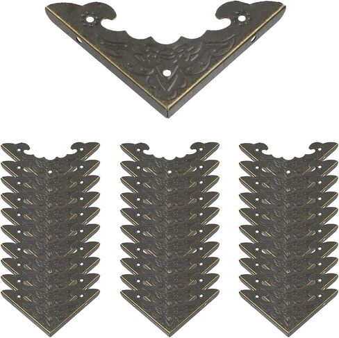 Geesatis 20-Pack Antique Bronze Corner Protectors - Decorative Edge Guards for Photo, Books, Albums, Jewelry Boxes & Gifts (2.5x1.8 inch) - Rustic Vintage Craft Supplies in Kuwait