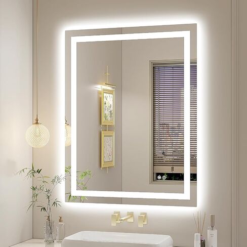 LED Bathroom Mirror 60"x36" Inch Lighted Bathroom Vanity Mirror with Lights, Large, Brighter Frontlit and Backlit Light up Anti Fog Mirror, Tempered Glass, 3-Color Dimmable, Memory Function in Saudi Arabia