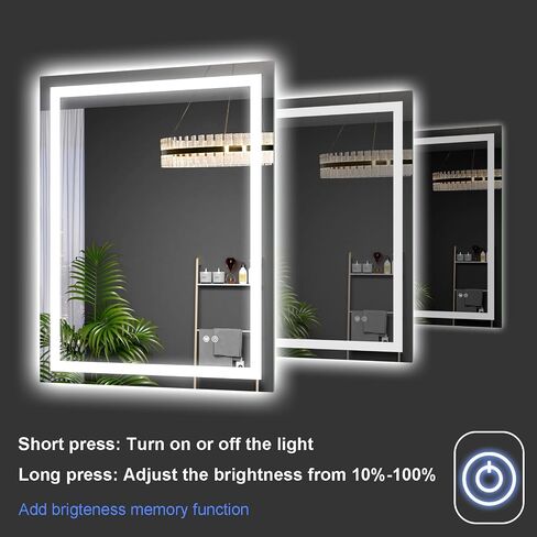 LED Bathroom Mirror 60"x36" Inch Lighted Bathroom Vanity Mirror with Lights, Large, Brighter Frontlit and Backlit Light up Anti Fog Mirror, Tempered Glass, 3-Color Dimmable, Memory Function in Saudi Arabia