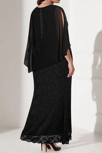 Women's Plus Size Cape Dress with Chiffon Overlay Gown Formal Evening Lace Long Mermaid Dresses 2024 in Saudi Arabia