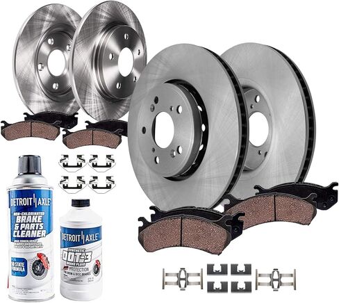 Detroit Axle - 10pc Brake Kit for Acura 2014-2018 RDX, 2015 2016 2017 Disc Brake Rotors Ceramic Brakes Pads with Hardware Replacement : 12.28" inch Front and 12.00" inch Rear Rotor in Saudi Arabia