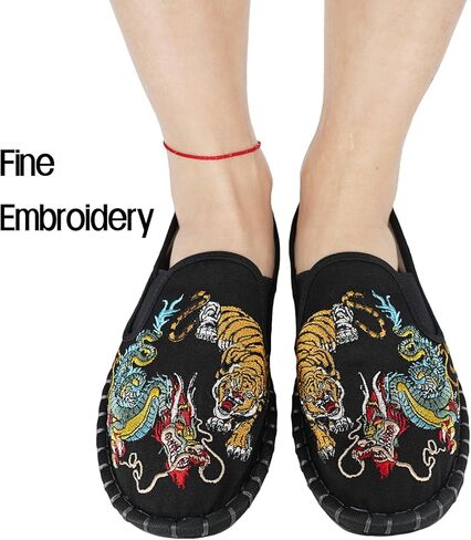 Embroidered Tai Chi Kung Fu Shoes, Unisex Canvas Martial Arts Flats, Traditional Chinese Slip-On Sneakers with Non-Slip Sole for Men and Women 12 Styles in Kuwait
