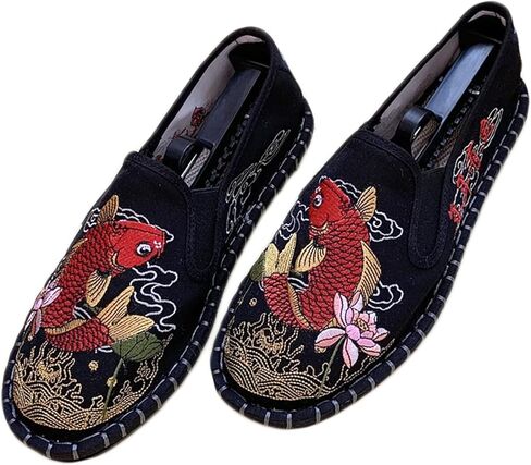 Embroidered Tai Chi Kung Fu Shoes, Unisex Canvas Martial Arts Flats, Traditional Chinese Slip-On Sneakers with Non-Slip Sole for Men and Women 12 Styles in Kuwait