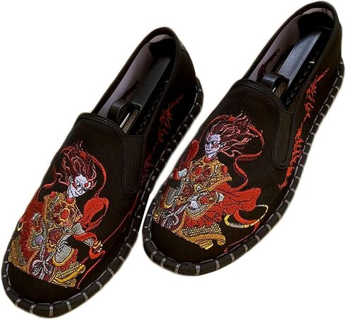 Embroidered Tai Chi Kung Fu Shoes, Unisex Canvas Martial Arts Flats, Traditional Chinese Slip-On Sneakers with Non-Slip Sole for Men and Women 12 Styles in Kuwait