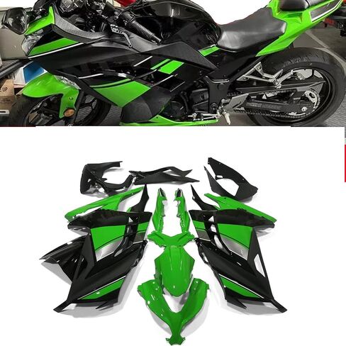 مجموعة هدايا ZXMOTO باللون الأخضر باللون الأسود مناسبة لدراجات Kawasaki Ninja 300 2013 2014 2015 2016 2017, Ninja250 2013-2015, ABS هيكل السيارة in Kuwait
