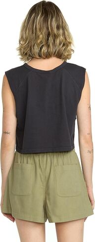 Volcom Womens Lived in Lounge Cropped Muscle Tank Top – Relaxed Fit Sleeveless Shirt with Raglan Seams and Overdye Wash in Saudi Arabia
